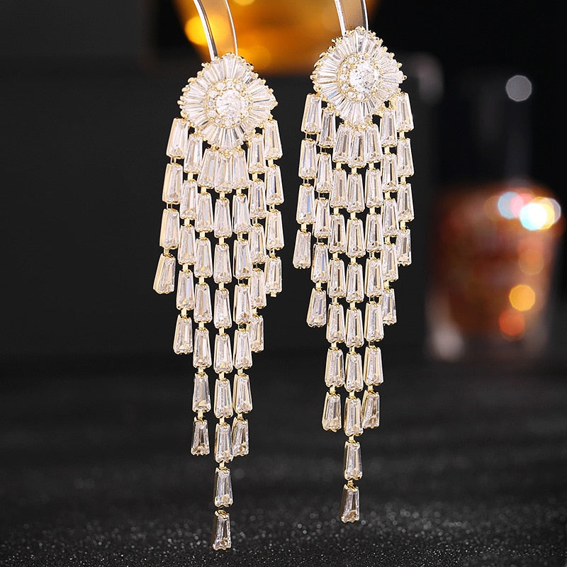 inlaid cubic zirconia earrings