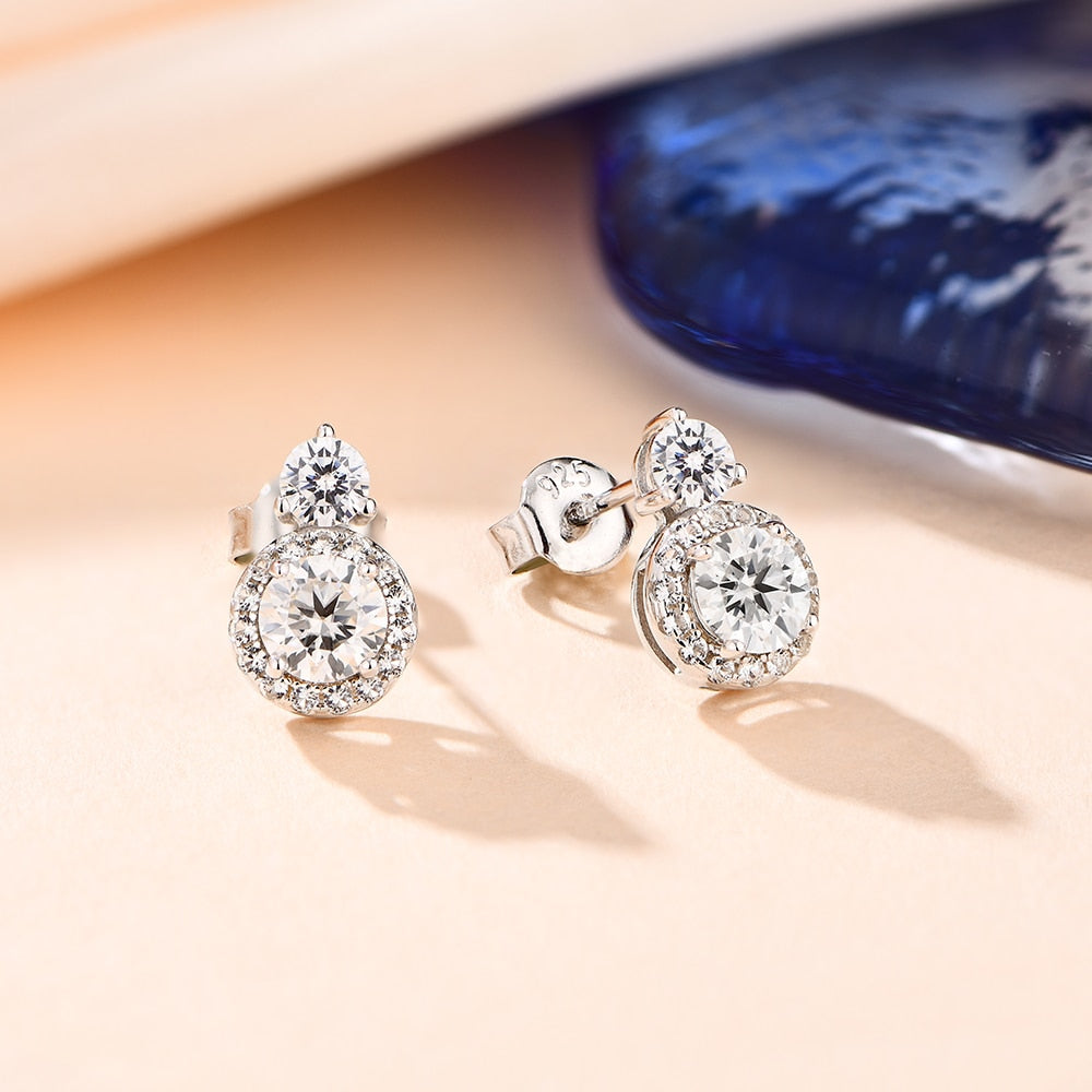 Moissanite Diamond with Silver Earrings