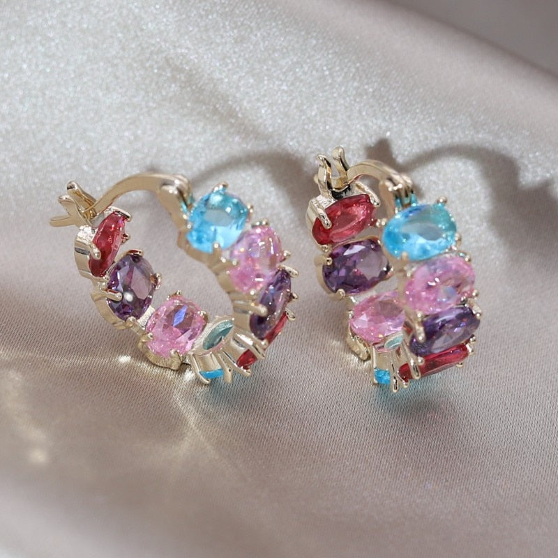 Zircon Round Earrings