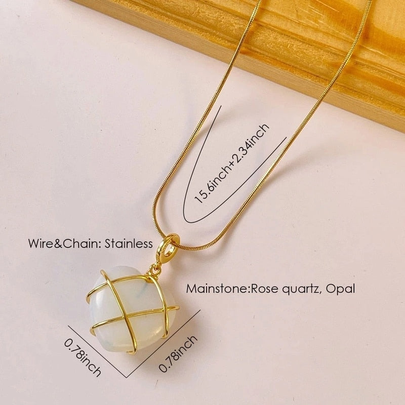 Opal-Rose Heart Necklace