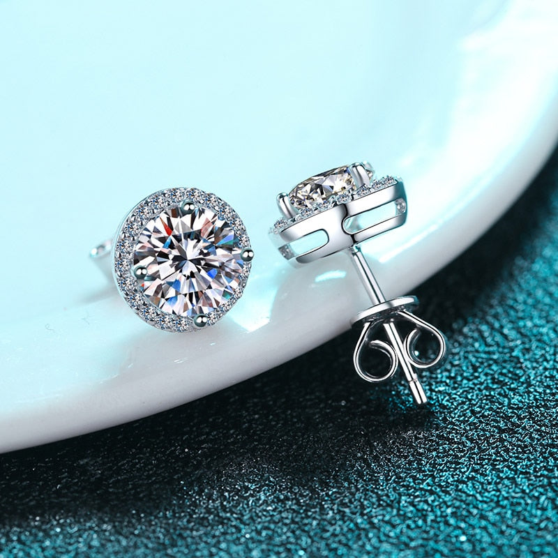 Rose Gold/Silver Earrings 6MM Crystal Stone White Zircon Earrings