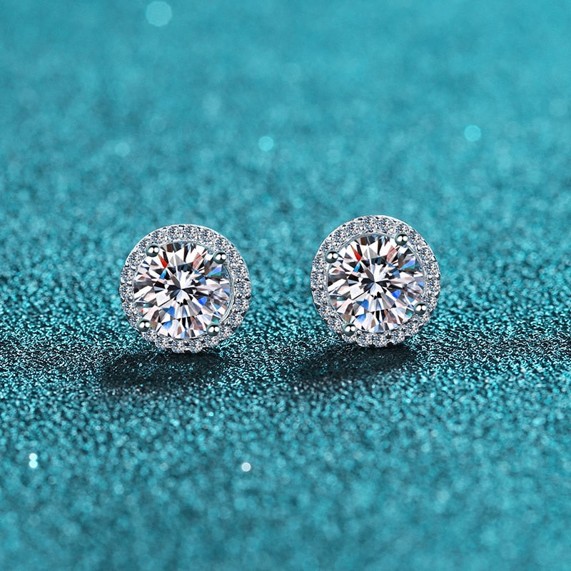 Rose Gold/Silver Earrings 6MM Crystal Stone White Zircon Earrings