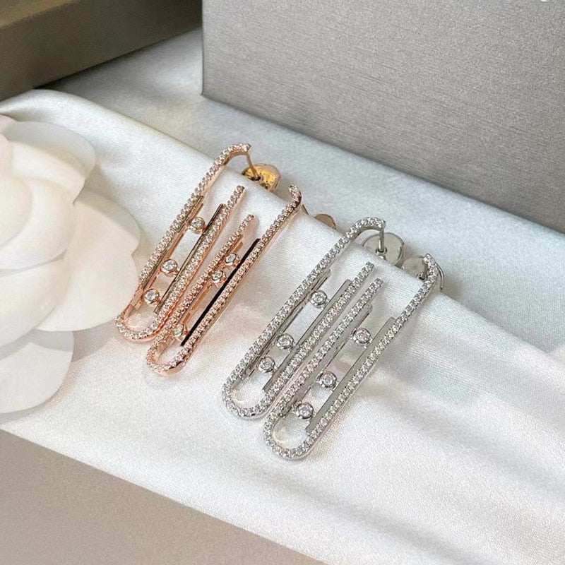 silver needle Zircon Earrings