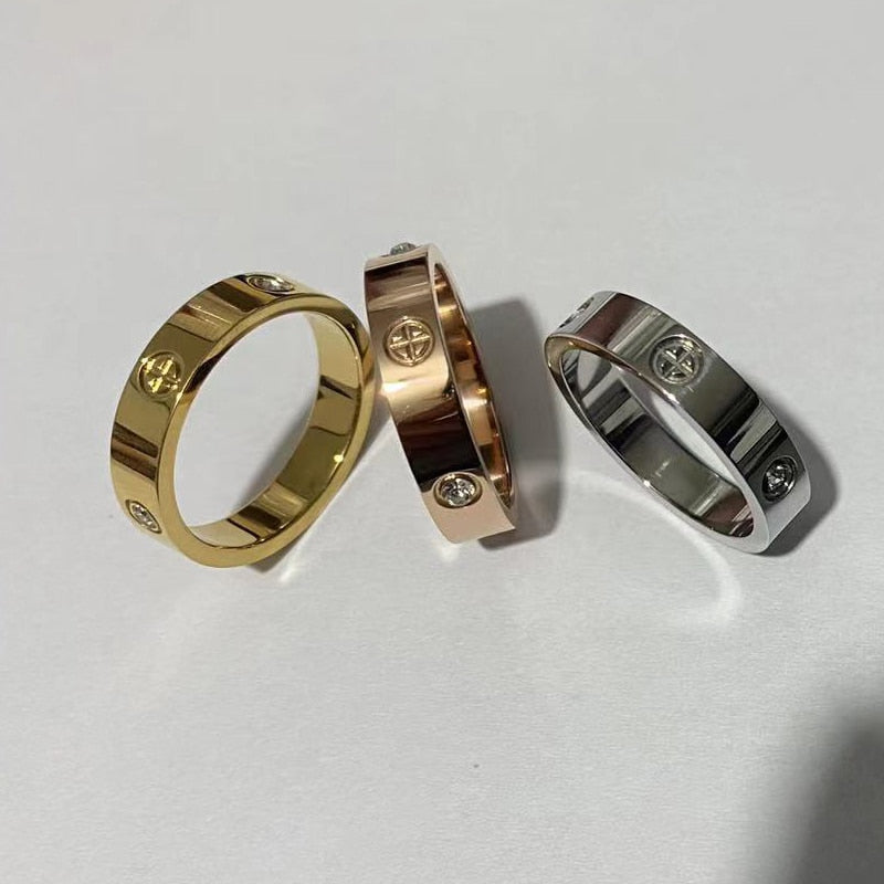 Cross Stainless Steel Ring With Stone