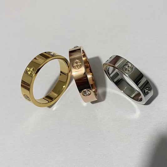 Cross Stainless Steel Ring With Stone