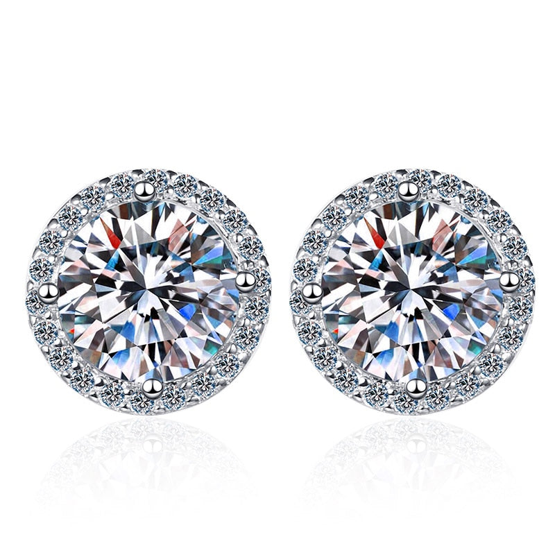 Rose Gold/Silver Earrings 6MM Crystal Stone White Zircon Earrings