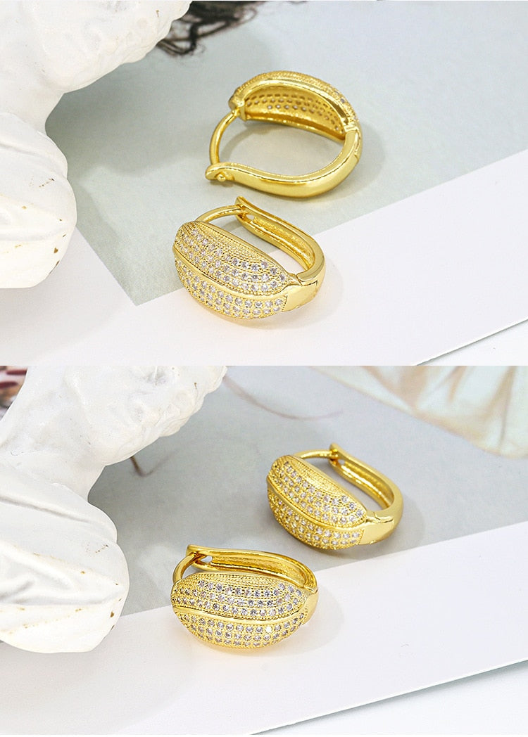 Diamond Zircon 18K Gilded Earrings