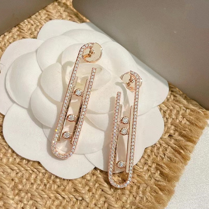 silver needle Zircon Earrings