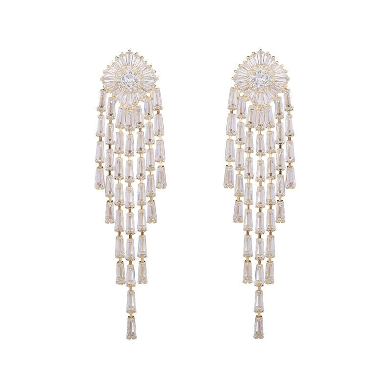 inlaid cubic zirconia earrings