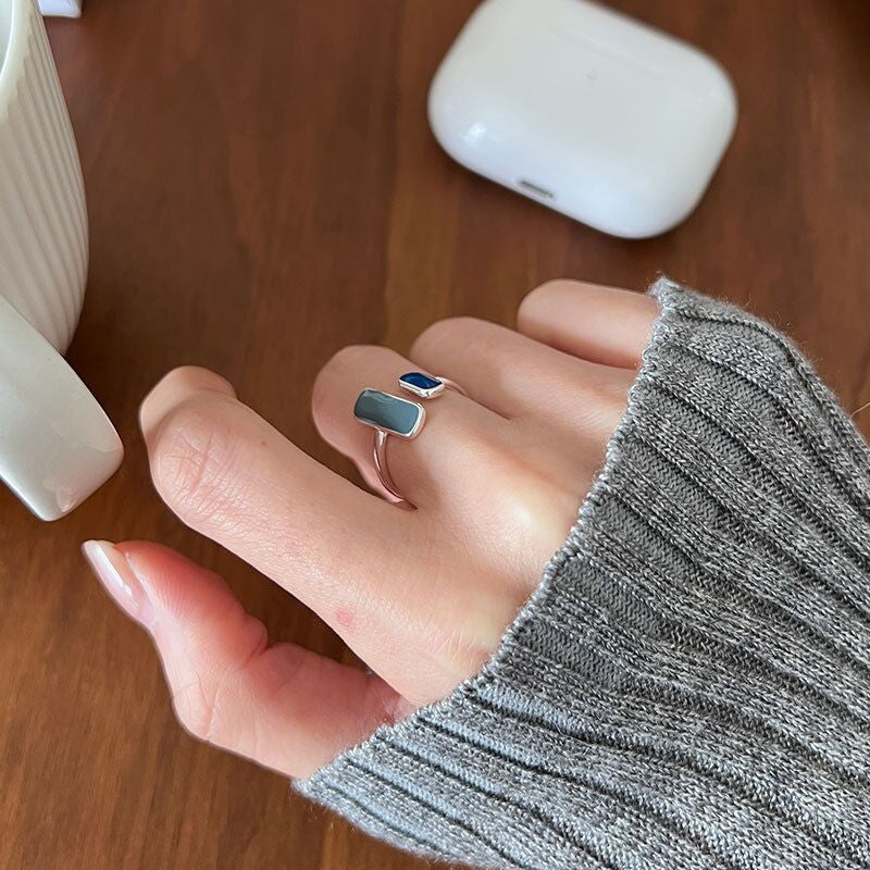 Silver Blue Stone Ring