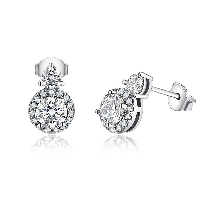 Moissanite Diamond with Silver Earrings