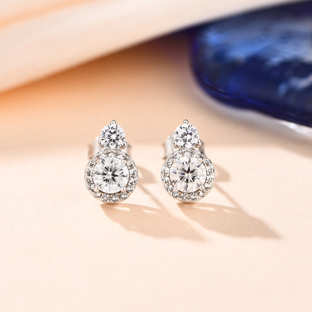Moissanite Diamond with Silver Earrings
