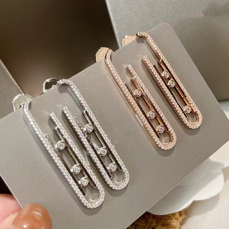 silver needle Zircon Earrings