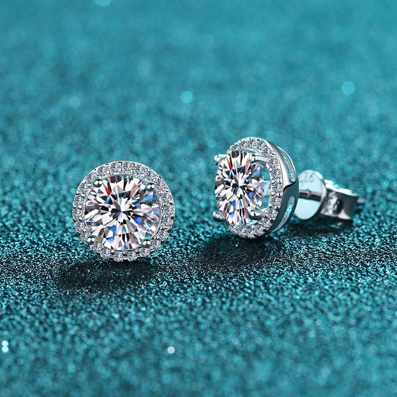 Rose Gold/Silver Earrings 6MM Crystal Stone White Zircon Earrings