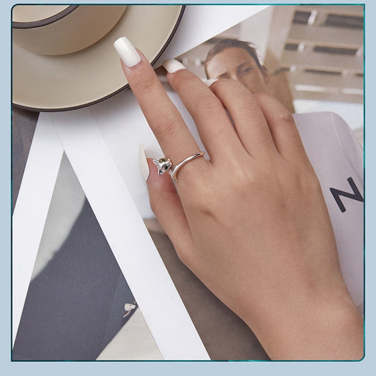Silver Green Fox Tail Ring