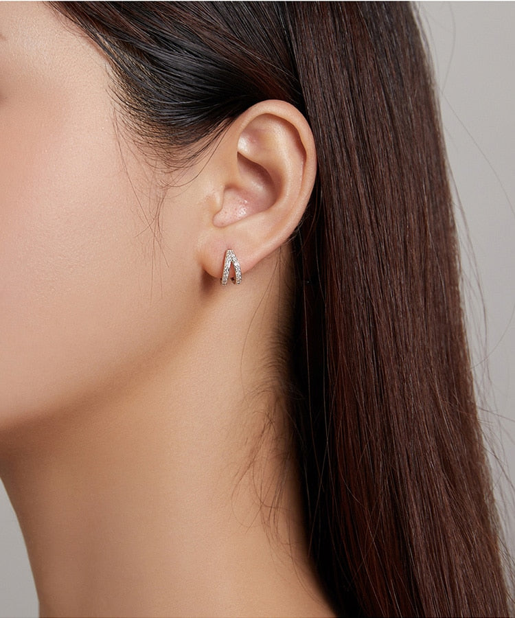 Gold/Silver Crystal Double Earring