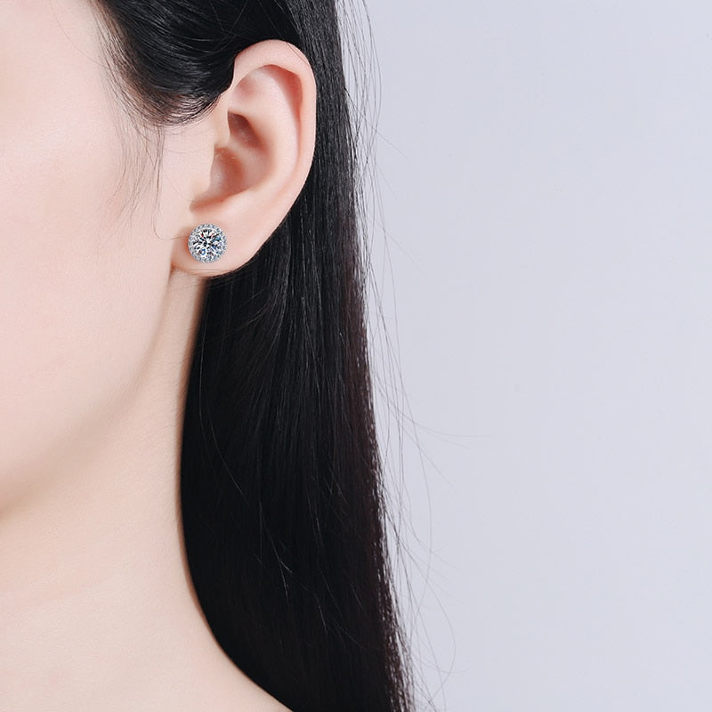 Rose Gold/Silver Earrings 6MM Crystal Stone White Zircon Earrings