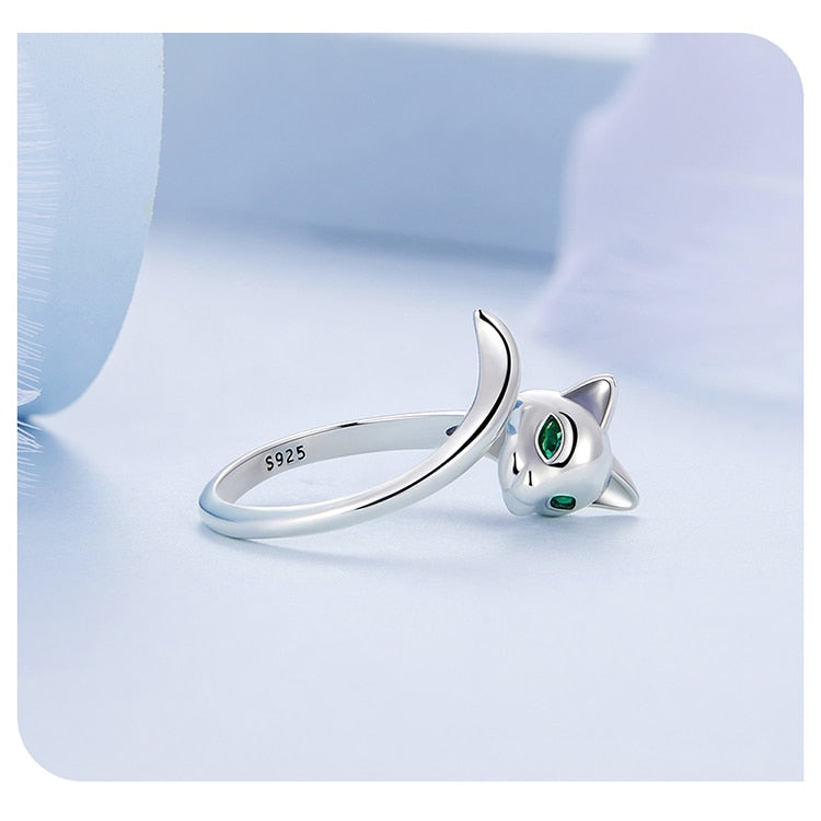 Silver Green Fox Tail Ring