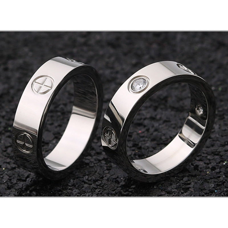 Cross Stainless Steel Ring With Stone