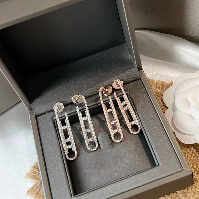 silver needle Zircon Earrings