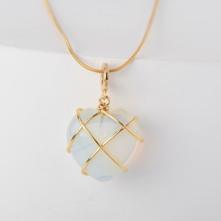 Opal-Rose Heart Necklace